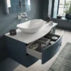 Hudson Reed Sarenna Wall Hung Countertop Vanity Unit - Mineral Blue - 1000mm With White Marble Top -Duravit Bathroom Shop sar303l d1