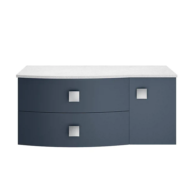 Hudson Reed Sarenna Wall Hung Countertop Vanity Unit - Mineral Blue - 1000mm With White Marble Top 4 Hudson Reed Sarenna Wall Hung Countertop Vanity Unit - Mineral Blue - 1000mm With White Marble Top - Image 2