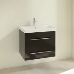 Villeroy & Boch Villeroy And Boch Avento Crystal Black 650mm Wall Hung 2-Drawer Vanity Unit -Duravit Bathroom Shop save07b301 d1