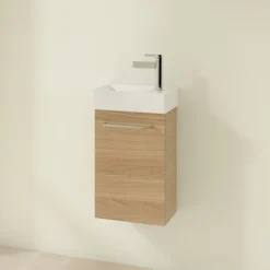 Villeroy & Boch Villeroy And Boch Avento Nordic Oak 360mm Wall Hung Vanity Unit With Left Bowl Basin -Duravit Bathroom Shop save31vj01 d1