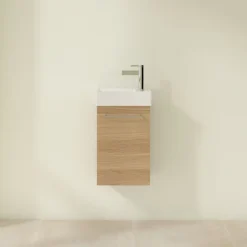 Villeroy & Boch Villeroy And Boch Avento Nordic Oak 360mm Wall Hung Vanity Unit With Left Bowl Basin -Duravit Bathroom Shop save31vj01 d2
