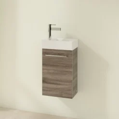 Villeroy & Boch Villeroy And Boch Avento Stone Oak 360mm Wall Hung Vanity Unit With Right Bowl Basin -Duravit Bathroom Shop save32rk01 d1