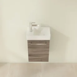 Villeroy & Boch Villeroy And Boch Avento Stone Oak 360mm Wall Hung Vanity Unit With Right Bowl Basin -Duravit Bathroom Shop save32rk01 d3
