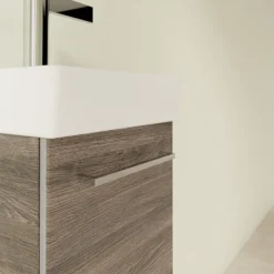 Villeroy & Boch Villeroy And Boch Avento Stone Oak 360mm Wall Hung Vanity Unit With Right Bowl Basin -Duravit Bathroom Shop save32rk01 d4
