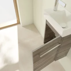 Villeroy & Boch Villeroy And Boch Avento Stone Oak 360mm Wall Hung Vanity Unit With Right Bowl Basin