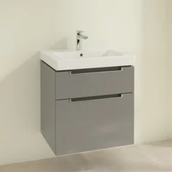 Villeroy & Boch Villeroy And Boch Subway 2.0 Glossy Grey 600mm Wall Hung 2-Drawer Vanity Unit -Duravit Bathroom Shop sb2gg600 d1