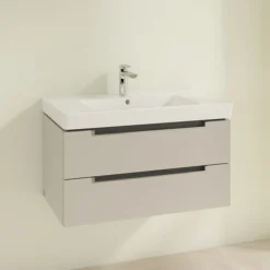 Villeroy & Boch Villeroy And Boch Subway 2.0 Soft Grey 800mm Wall Hung 2-Drawer Vanity Unit -Duravit Bathroom Shop sb2sg800 d1