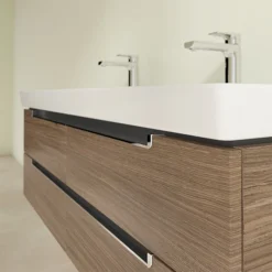 Villeroy & Boch Villeroy And Boch Subway 2.0 Arizona Oak 1300mm Wall Hung Double Basin Vanity Unit -Duravit Bathroom Shop sbdb13ao d2