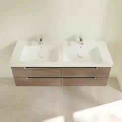 Villeroy & Boch Villeroy And Boch Subway 2.0 Arizona Oak 1300mm Wall Hung Double Basin Vanity Unit -Duravit Bathroom Shop sbdb13ao d3