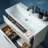 Roper Rhodes Scheme 1000mm Wall Mounted Double Drawer Unit With Ceramic Basin - Gloss Dark Clay