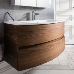 Crosswater - Svelte Two Drawer Vanity Unit & Basin - American Walnut -Duravit Bathroom Shop se60aw d2