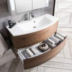 Crosswater - Svelte Two Drawer Vanity Unit & Basin - American Walnut -Duravit Bathroom Shop se60aw d3