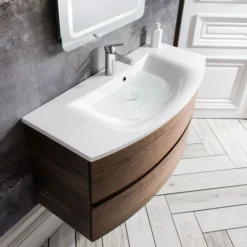 Crosswater - Svelte Two Drawer Vanity Unit & Basin - American Walnut -Duravit Bathroom Shop se60aw d4
