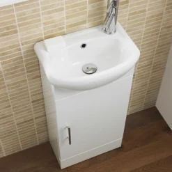 Sienna 420mm Vanity Unit (High Gloss White - Depth 200mm) -Duravit Bathroom Shop siennahighglosswhitecabinetwceramicbasind1