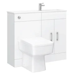 Valencia Slimline Combination Basin & Toilet Unit - White Gloss - (1000 X 305mm) -Duravit Bathroom Shop slfp n d4