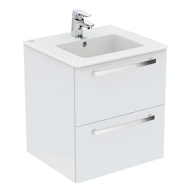 Ideal Standard Tempo 500mm Gloss White 2 Drawer Wall Hung Vanity Unit 4 Ideal Standard Tempo 500mm Gloss White 2 Drawer Wall Hung Vanity Unit - Image 2