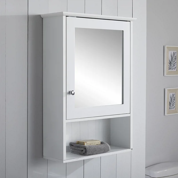 Tongue And Groove Bathroom Mirror Cabinet - White 6 Tongue And Groove Bathroom Mirror Cabinet - White - Image 4