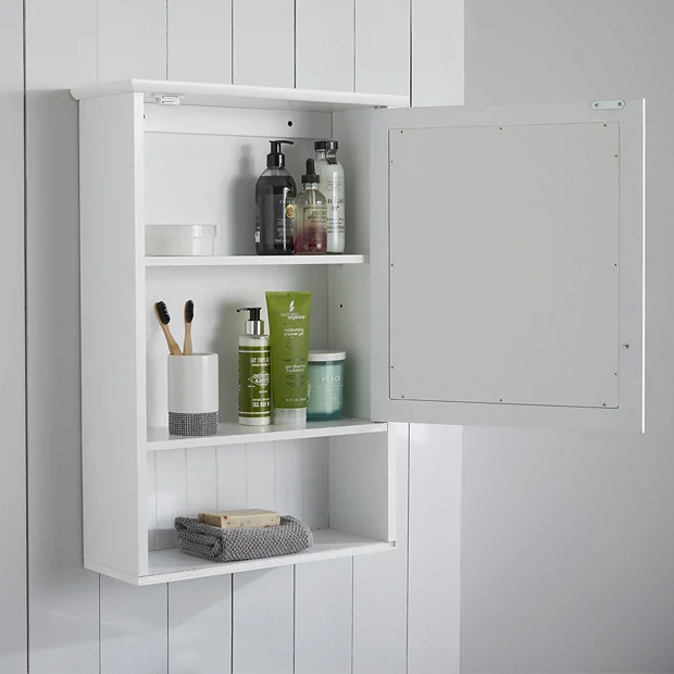 Tongue And Groove Bathroom Mirror Cabinet - White 3 Tongue And Groove Bathroom Mirror Cabinet - White