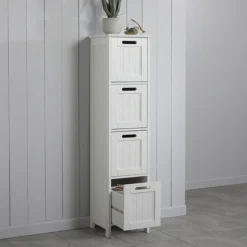 Tongue And Groove 4 Drawer Bathroom Storage Unit - White -Duravit Bathroom Shop tg219ml