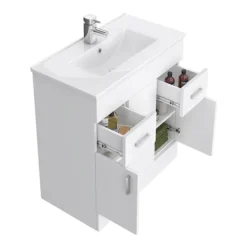 Toreno Vanity Sink With Cabinet - 800mm Modern High Gloss White -Duravit Bathroom Shop turinvanitysinkwithcabinet800mmd4