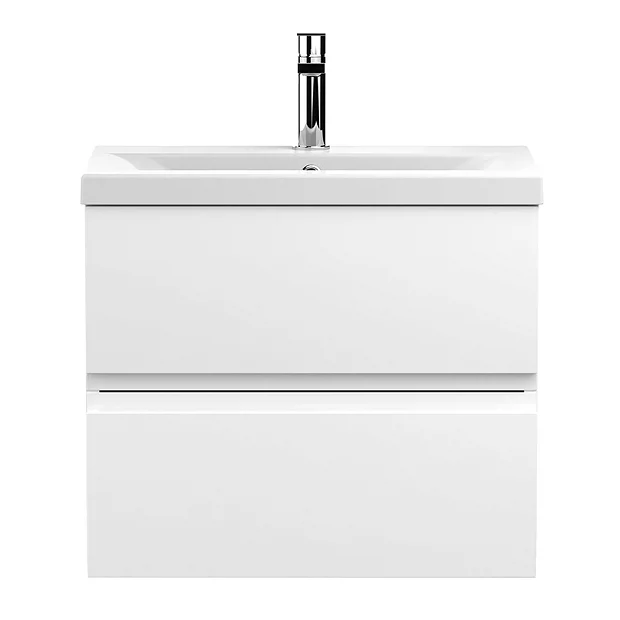 Hudson Reed Urban Satin White 600mm Wall Hung 2-Drawer Vanity Unit 4 Hudson Reed Urban Satin White 600mm Wall Hung 2-Drawer Vanity Unit - Image 2