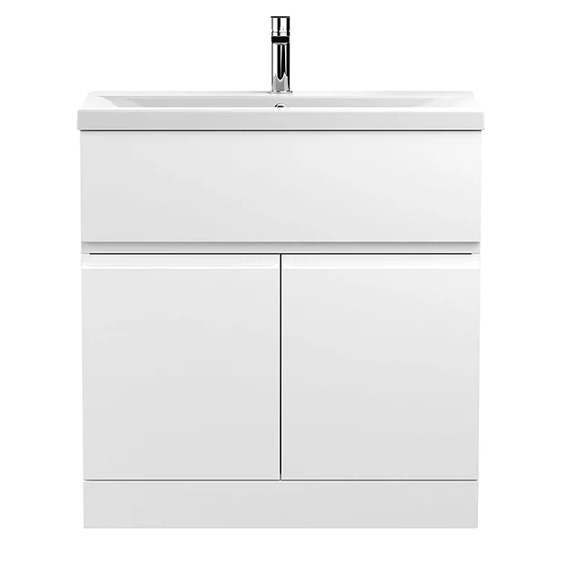 Hudson Reed Urban Satin White 800mm Floor Standing 2-Door/Drawer Vanity Unit 4 Hudson Reed Urban Satin White 800mm Floor Standing 2-Door/Drawer Vanity Unit - Image 2