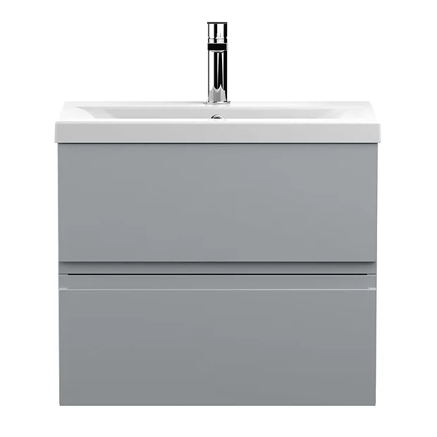 Hudson Reed Urban Satin Grey 600mm Wall Hung 2-Drawer Vanity Unit 4 Hudson Reed Urban Satin Grey 600mm Wall Hung 2-Drawer Vanity Unit - Image 2