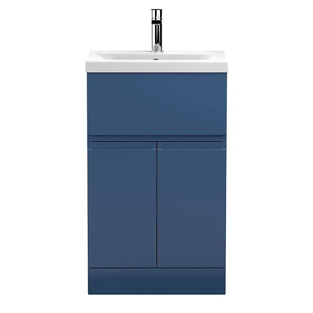 Hudson Reed Urban Satin Blue 500mm Floor Standing 2-Door/Drawer Vanity Unit 4 Hudson Reed Urban Satin Blue 500mm Floor Standing 2-Door/Drawer Vanity Unit - Image 2
