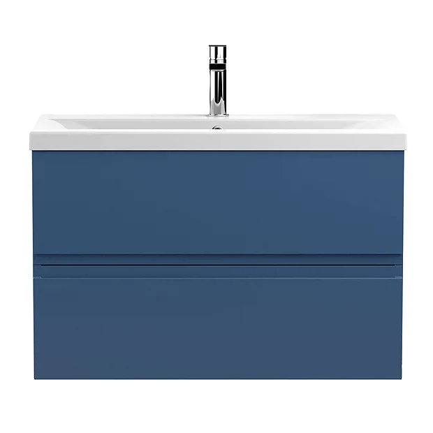 Hudson Reed Urban Satin Blue 800mm Wall Hung 2-Drawer Vanity Unit 4 Hudson Reed Urban Satin Blue 800mm Wall Hung 2-Drawer Vanity Unit - Image 2