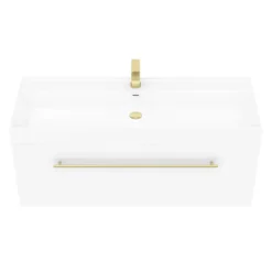 Valencia 1200 Gloss White Minimalist Wall Hung Vanity Unit With Brass Handle 9 Valencia 1200 Gloss White Minimalist Wall Hung Vanity Unit With Brass Handle -Duravit Bathroom Shop v12wwhbbd2