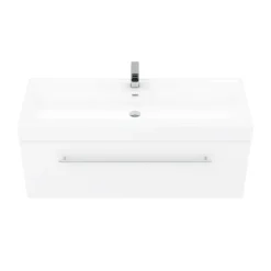 Valencia 1200 Gloss White Minimalist Wall Hung Vanity Unit With Chrome Handle -Duravit Bathroom Shop v12wwhch d2