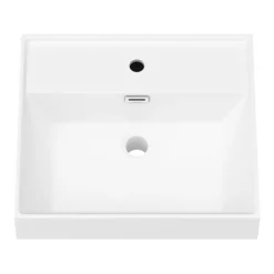 Valencia 450 Gloss White Minimalist Wall Hung Vanity Unit With Chrome Handle