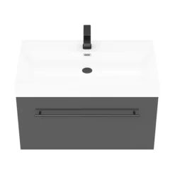 Valencia 800 Gloss Grey Minimalist Wall Hung Vanity Unit With Matt Black Handle -Duravit Bathroom Shop v8gwhmbd3