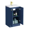 Venice Abstract 500mm Blue Vanity Unit - Floor Standing 2 Door Unit With Brushed Brass Square Drop Handles -Duravit Bathroom Shop vafs500blubra d4