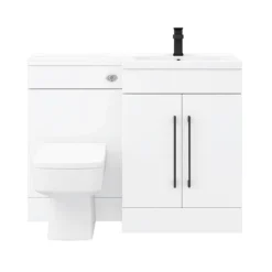 Valencia Bathroom Combination Suite Unit - 1100mm Basin W. Black Handles And Square Toilet -Duravit Bathroom Shop val1100sblk d1