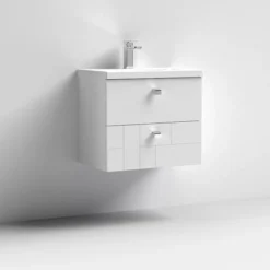 Venice Abstract 600mm White Vanity Unit - Wall Hung 2 Drawer Unit With Chrome Square Drop Handles 12 Venice Abstract 600mm White Vanity Unit - Wall Hung 2 Drawer Unit With Chrome Square Drop Handles -Duravit Bathroom Shop vawh600whi d1