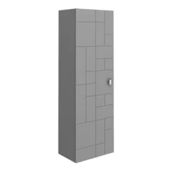 Venice Abstract Wall Hung Tall Storage Cabinet - Grey - With Chrome Square Drop Handle -Duravit Bathroom Shop vawhcbgry n l