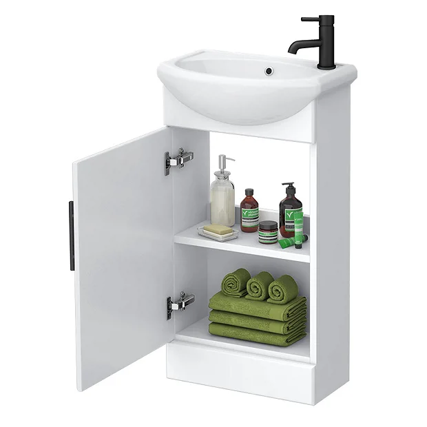 Venice Gloss White Vanity Unit Cloakroom Suite W. Matt Black Handle 5 Venice Gloss White Vanity Unit Cloakroom Suite W. Matt Black Handle - Image 3