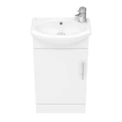 Venice Gloss White Vanity Unit Cloakroom Suite W. Chrome Handle -Duravit Bathroom Shop ven2ch d2