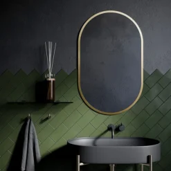 Arezzo Brushed Brass 500 X 800mm Capsule Mirror -Duravit Bathroom Shop ven5080bb d1