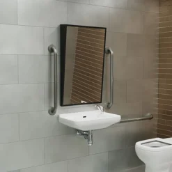 Venice Matt Black 500 X 800mm Angled Mirror -Duravit Bathroom Shop ven5080mb d1