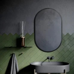 Arezzo Matt Black 500 X 800mm Capsule Mirror -Duravit Bathroom Shop ven58cmb d1