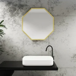 Arezzo Brushed Brass 600mm Octagon Mirror -Duravit Bathroom Shop ven6ocbb d1