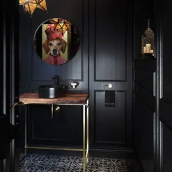 Venice Black Frame 600mm Round Mirror -Duravit Bathroom Shop venbf75 d1