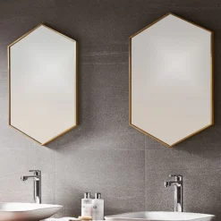 Venice Brushed Brass 500 X 750mm Hexagonal Mirror -Duravit Bathroom Shop venhxbra d2