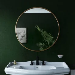 Venice Brushed Brass 600mm Round Mirror -Duravit Bathroom Shop venr60bra d3