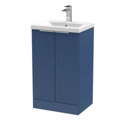 Venice Fluted 500mm Blue Vanity Unit - Floor Standing 2 Door Unit With Chrome Handles 8 Venice Fluted 500mm Blue Vanity Unit - Floor Standing 2 Door Unit With Chrome Handles -Duravit Bathroom Shop vf50fs2drb l