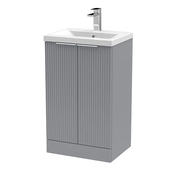 Venice Fluted 500mm Grey Vanity Unit - Floor Standing 2 Door Unit With Chrome Handles 4 Venice Fluted 500mm Grey Vanity Unit - Floor Standing 2 Door Unit With Chrome Handles - Image 2