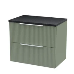 Venice Fluted 600mm Green Vanity Unit - Wall Hung 2 Drawer Unit With Black Worktop & Chrome Handles 7 Venice Fluted 600mm Green Vanity Unit - Wall Hung 2 Drawer Unit With Black Worktop & Chrome Handles -Duravit Bathroom Shop vgre6blkwtl