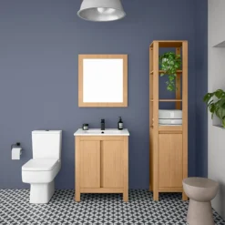 Valencia Naturale Oak Effect Framed Mirror 650 X 700mm -Duravit Bathroom Shop vnat65m d1